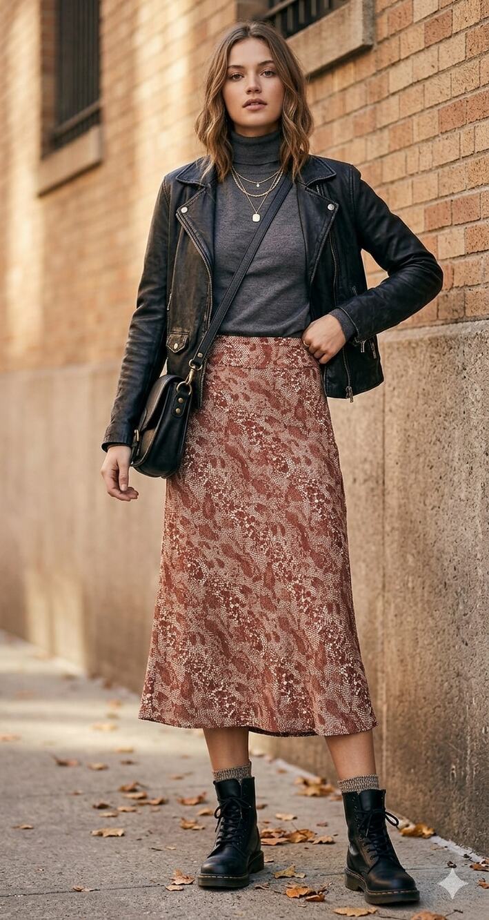 Free People Normani Snakeskin Satin Bias Slip Midi Skirt Rust Cream Size 10